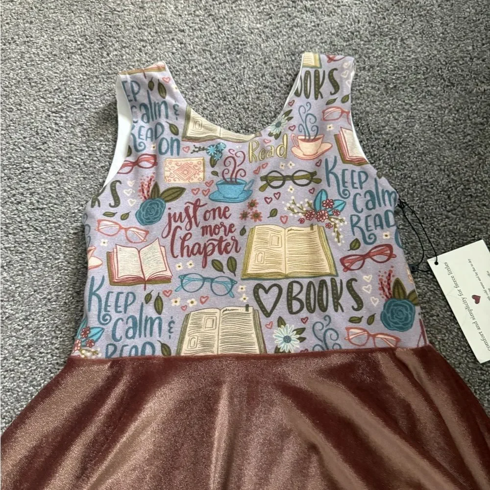 Malia + Kai Book Lover Twirl Velvet Skirt Dress Sz 6
